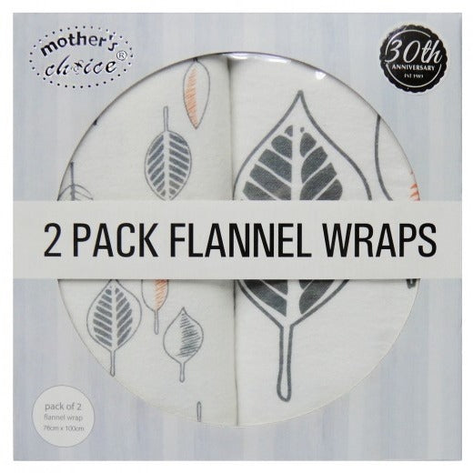 2 PACK FLANNEL WRAPS 'LEAVES'