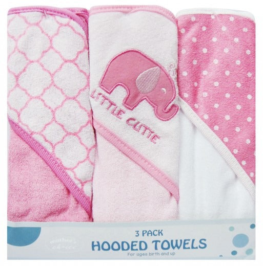3 PACK HOODED TOWELS - Pink