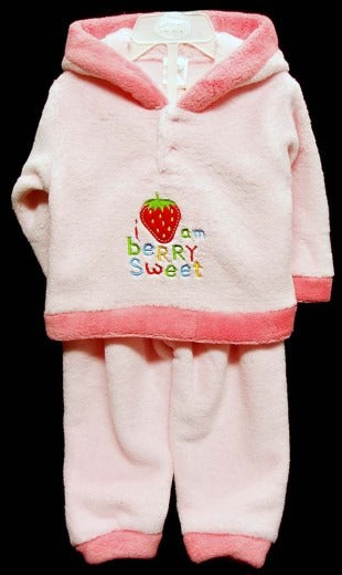 GIRLS CORAL FLEECE TRACKSUIT STRAWBERRY