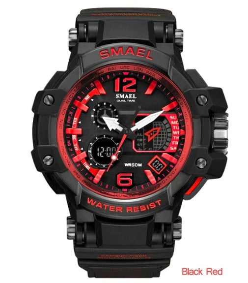 Smael Multifunctional Digital Analog Watch Model 1509 - Black Red