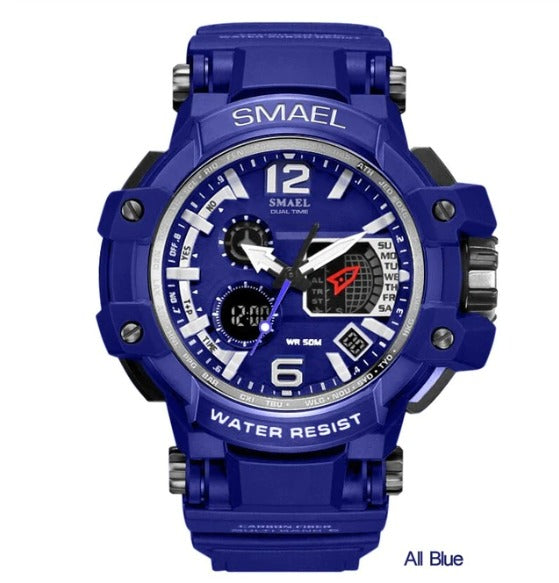 Smael Multifunctional Digital Analog Watch Model 1509 - Full Blue