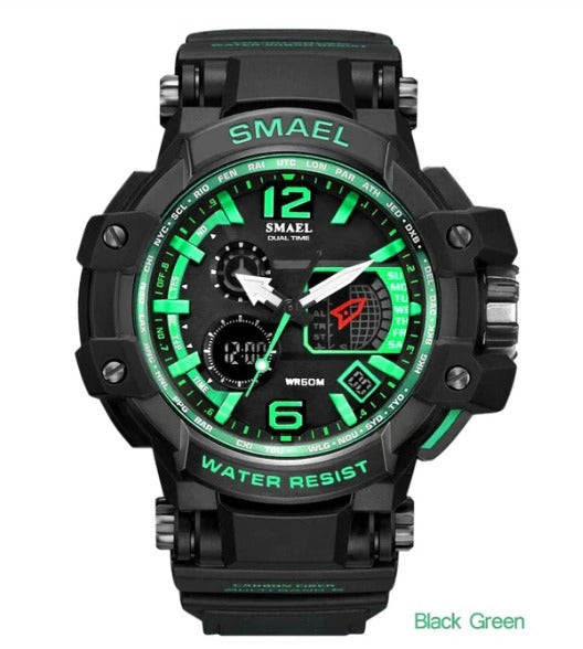 Smael Multifunctional Digital Analog Watch Model 1509 - Black Green