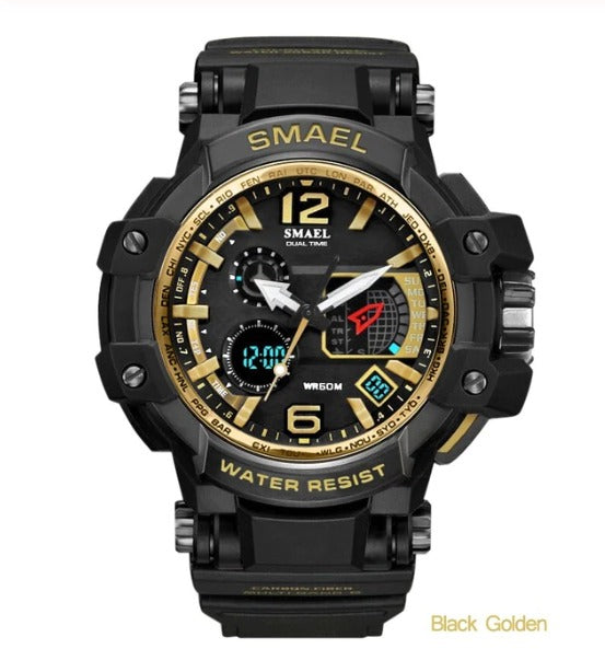 Smael Multifunctional Digital Analog Watch Model 1509 - Black Gold