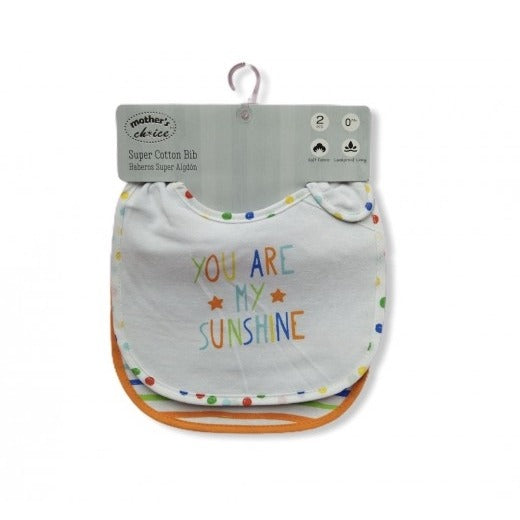 INFANT'S 2 PACK BIBS 'YOU ARE MY SUNSHINE'
