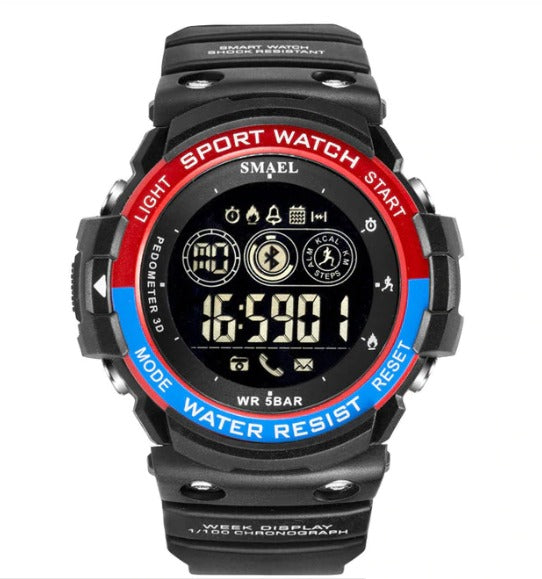 Smael Multifunctiona Bluetooth Watch - Model 1602 - Black Red Blue