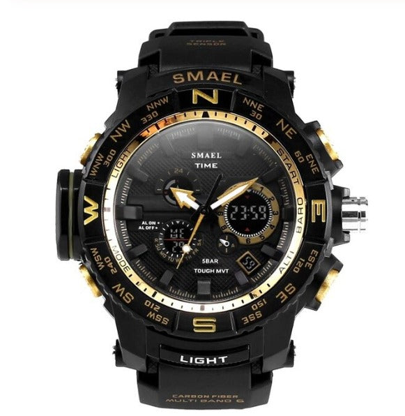 Smael Multifunctional Digital Analog Watch Model 1531 - Black Gold