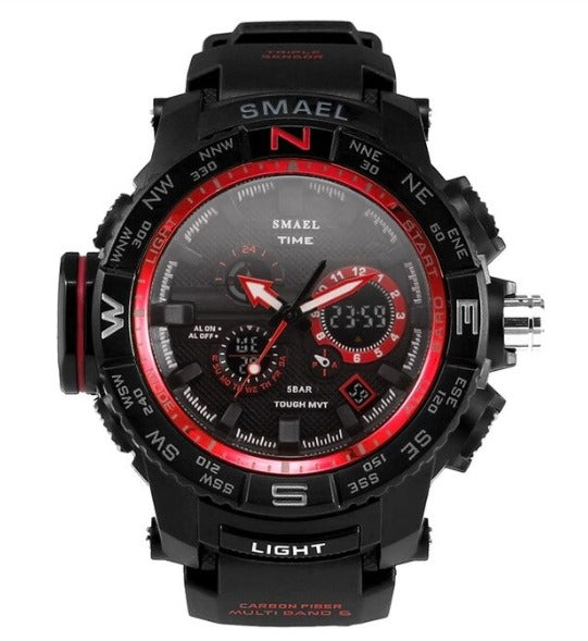 Smael Multifunctional Digital Analog Watch Model 1531 - Black Red