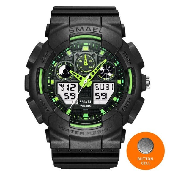Smael Multifunctional Digital Analog Watch Model 1027 - Black Green