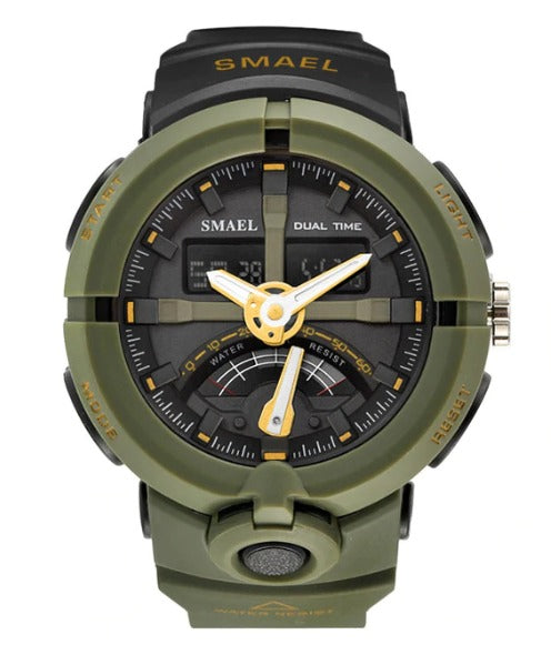 Smael Multifunctional Digital Analog Watch Model 1637 - Army Green