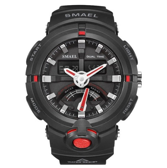 Smael Multifunctional Digital Analog Watch Model 1637 - Black Red