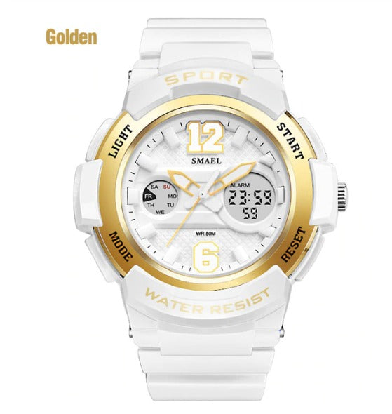 Smael Ladies Multifunctional Digital Analog Watch Model 1632 - Gold White
