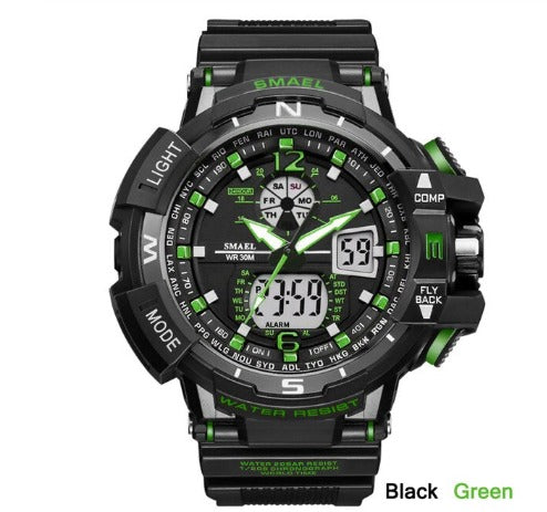 Smael Multifunctional Digital Analog Watch Model 1367 - Black Green