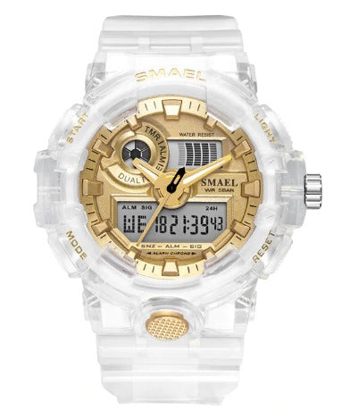 Smael Ladies Multifunctional Digital Analog Watch Model 8023 - Gold White