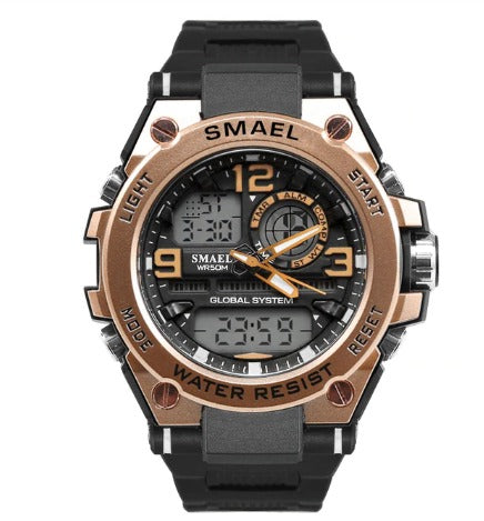 Smael Multifunctional Digital Analog Watch Model 1603 - Black Gold