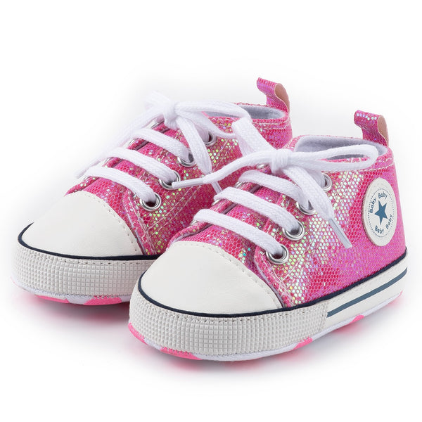 Infants Anti-slip Soft Sole Bling Canvas Sneakers - Pink