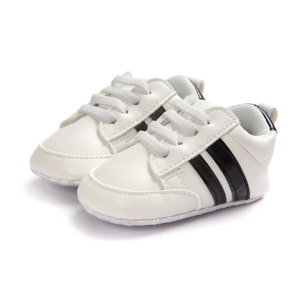 Infants Anti-slip Soft sole Sneakers - White with Black Edge