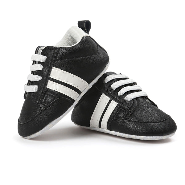 Infants Anti-slip Soft sole Sneakers - Black with White Edge