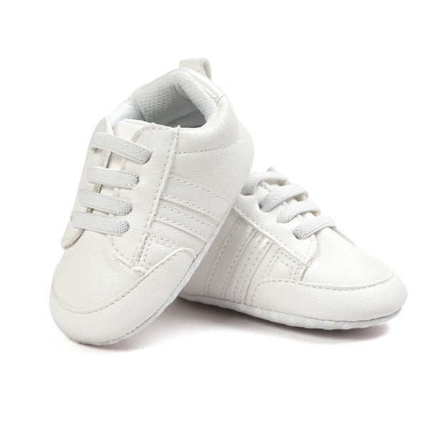 Infants Anti-slip Soft sole Sneakers - White with White Edge
