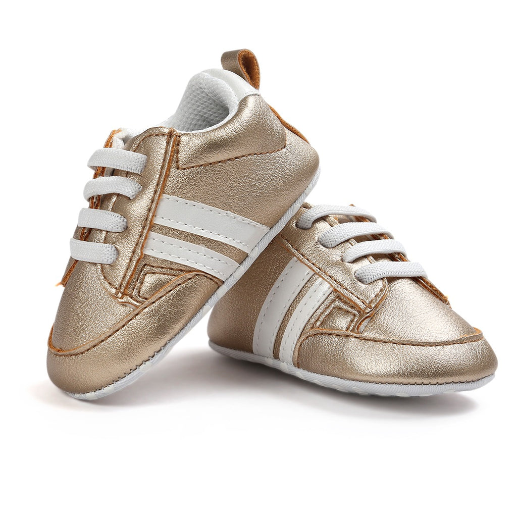 Infants Anti-slip Soft sole Sneakers - Gold with White Edge