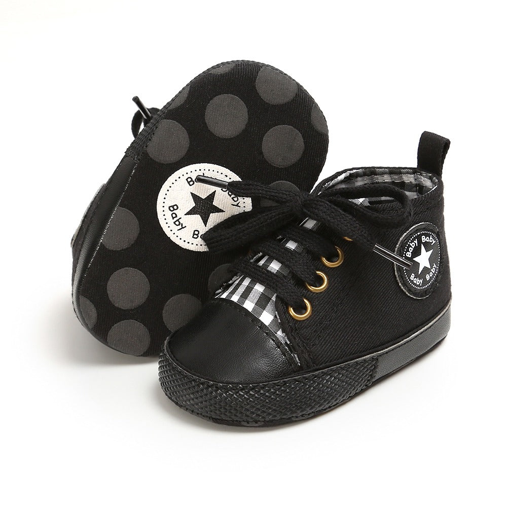 Infants Anti-slip Soft Sole Canvas Sneakers - Black