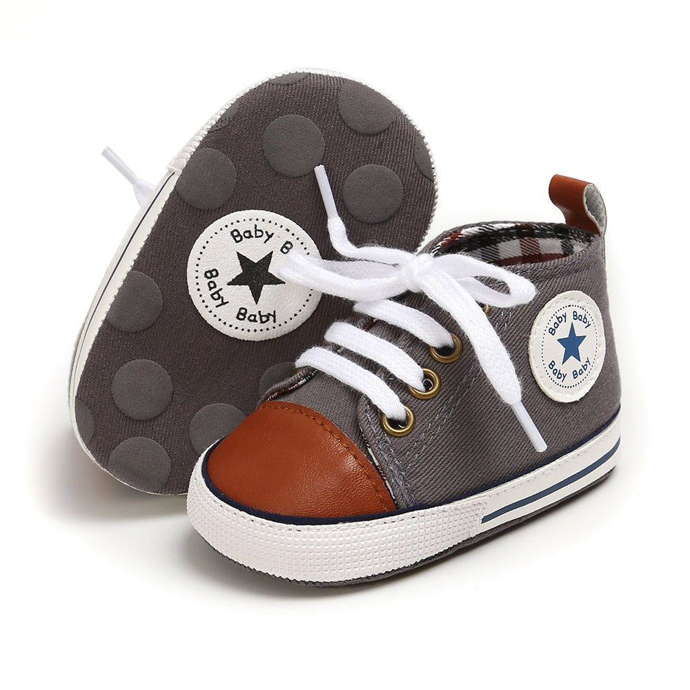 Infants Anti-slip Soft Sole Canvas Sneakers - Grey