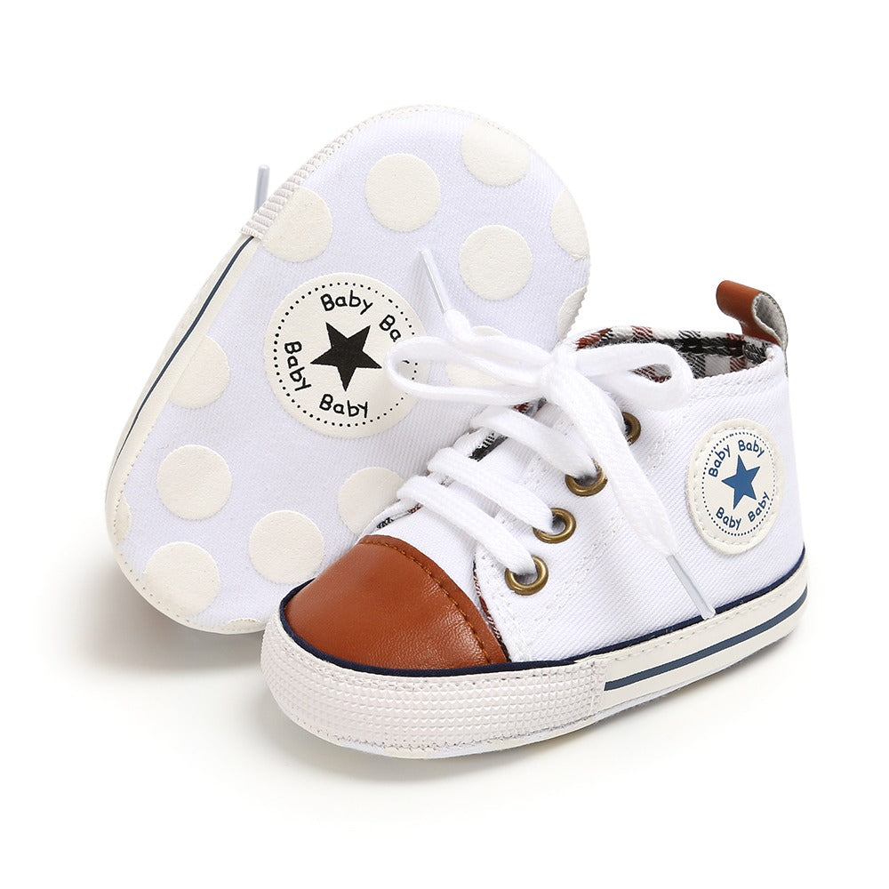 Infants Anti-slip Soft Sole Canvas Sneakers - White
