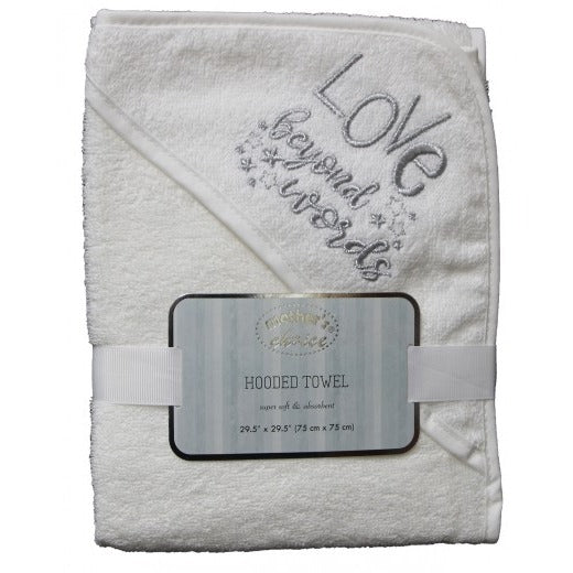 100% COTTON HOODED TOWELS - WHITE 'LOVE BEYOND WORDS'