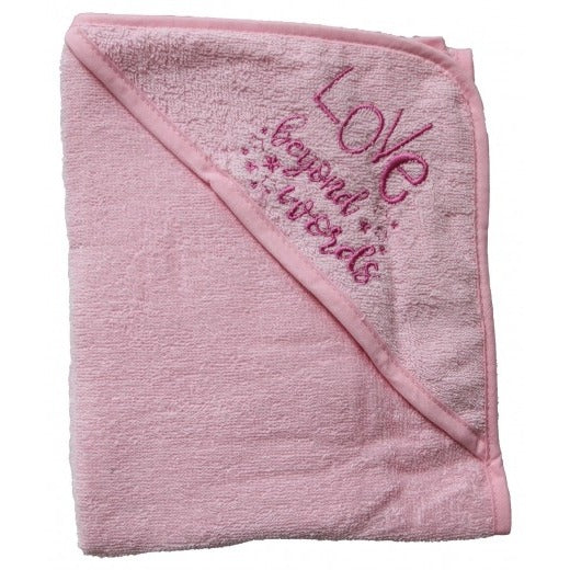100% COTTON HOODED TOWELS - PINK 'LOVE BEYOND WORDS'