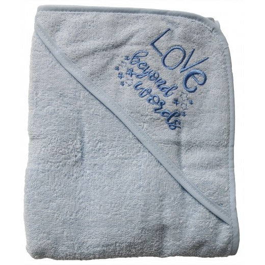 100% COTTON HOODED TOWELS - BLUE 'LOVE BEYOND WORDS'