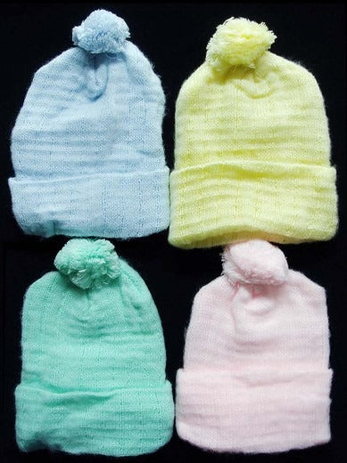 INFANTS NON-EARFLAP KNITTED HATS SOLID PASTAL