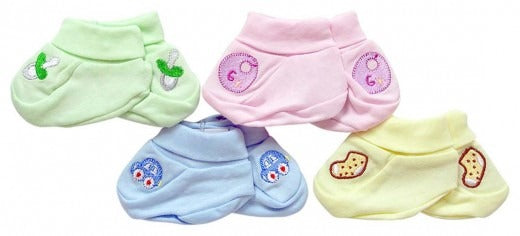 INFANTS 100% COTTON BOOTIES PASTAL EMBROIDED