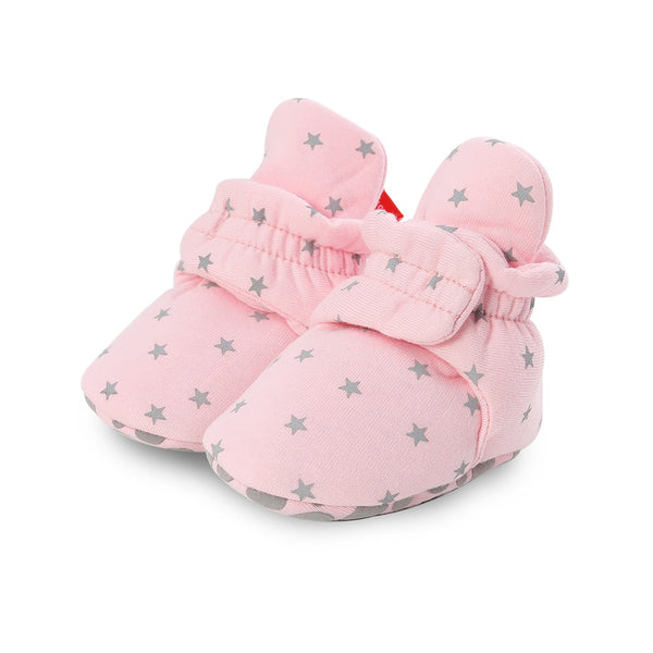 Infants Anti-slip Cotton Winter Slipper Shoe - Pink Stars