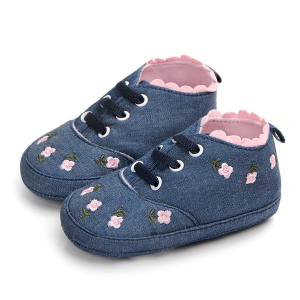 Infants Anti-slip Japanese Style Girls Canvas Sneaker - Navy