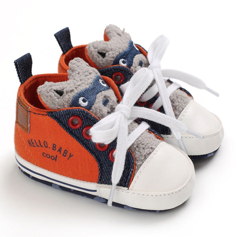 Infants Anti-slip Cartoon Canvas Sneaker - Brown