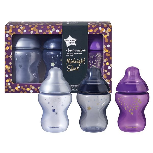 TOMMEE TIPPEE CLOSER TO NATURE - MIDNIGHT SKIES 260ML BOTTLE 3 PACK