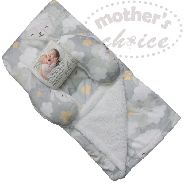 BABY BLANKET WITH TRAVEL PILLOW 'GREY'