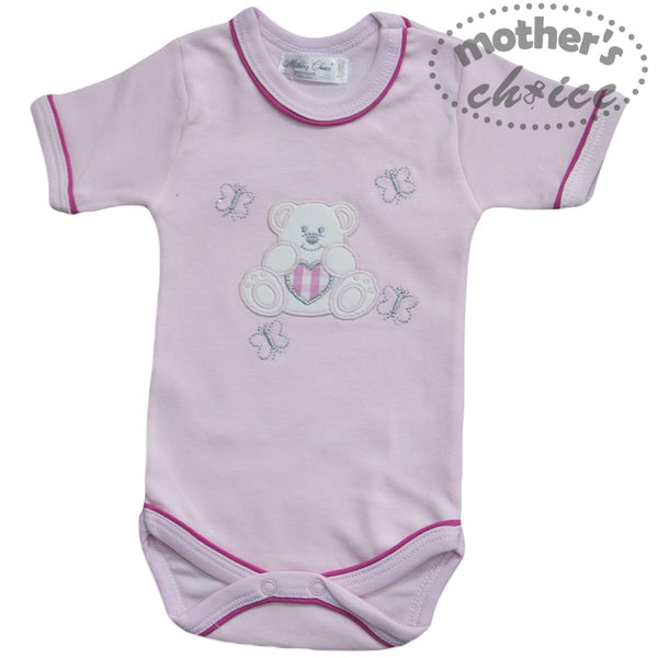 100% TURKISH COTTON BABY EMBROIDED ROMPER BODYSUIT- BEAR