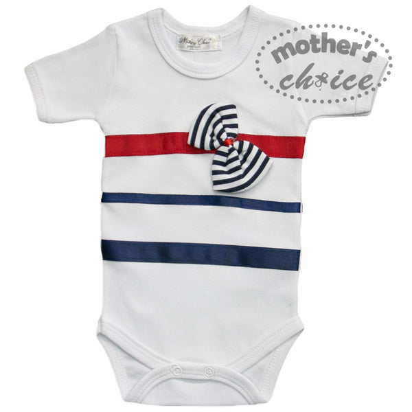 100% TURKISH COTTON BABY EMBROIDED ROMPER BODYSUIT- NAUTICAL