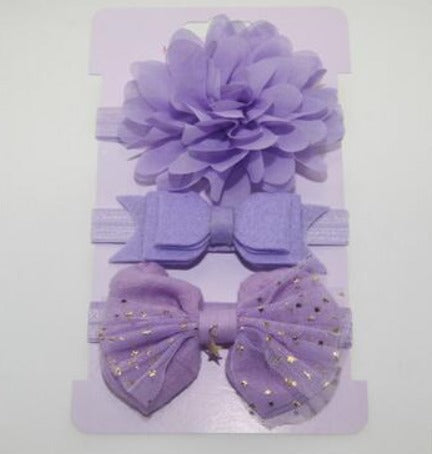 Infants 3pc Elastic Bowknot Headband Set - Purple