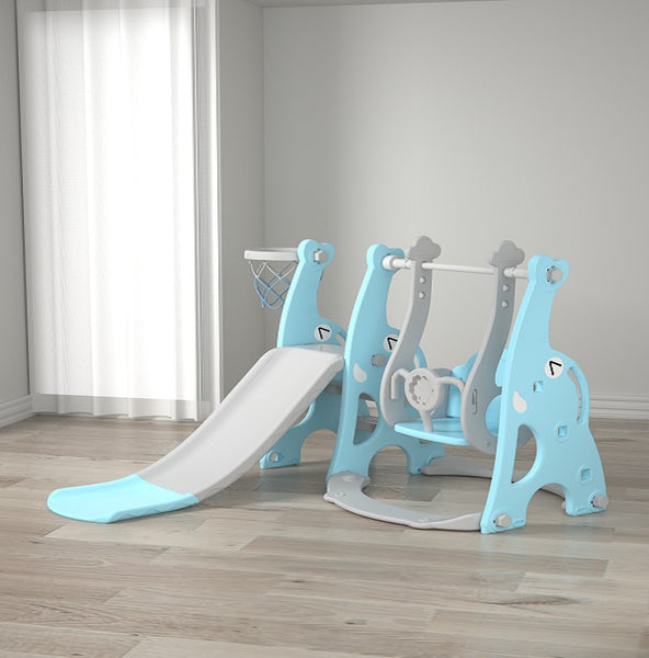 Toddler Indoor Slide and Swing Set with Elephant Frame - Blue