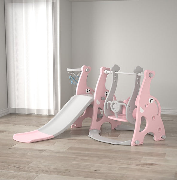 Toddler Indoor Slide and Swing Set with Elephant Frame - Pink