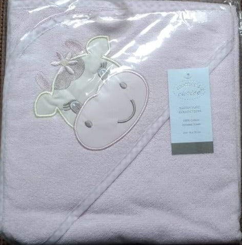 100% COTTON BABY HOODED TOWEL 'COW'