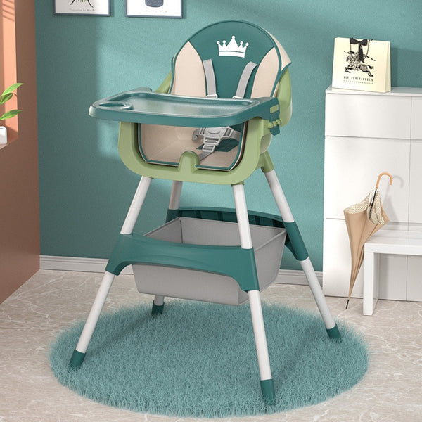 Baby Feeding High Chair - Pyramid Position - Green Crown