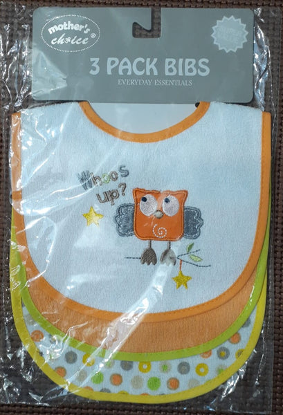Baby Bibs 3 Pack - Whoo's up