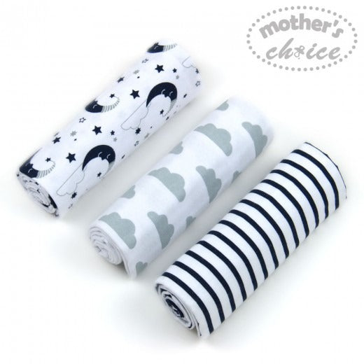 100% COTTON 3 PACK FLANNEL RECEIVERS BOYS MOON