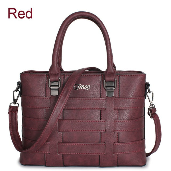 Ladies Cross Body Weave Handbag - Red
