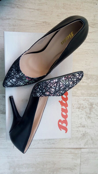 Bata Floral Fashion Heel - Black