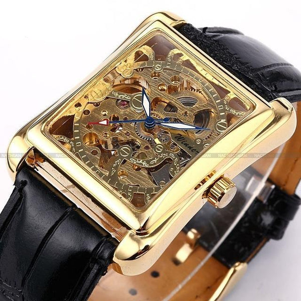 Automatic Rectangle Skeleton Mechanical Watches - Gold