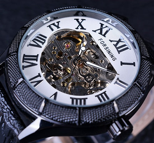 Automatic Skeleton Mechanical Watches -  Black White