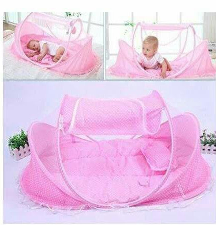 Baby Mattress & Pillow Net Bed  - Pink